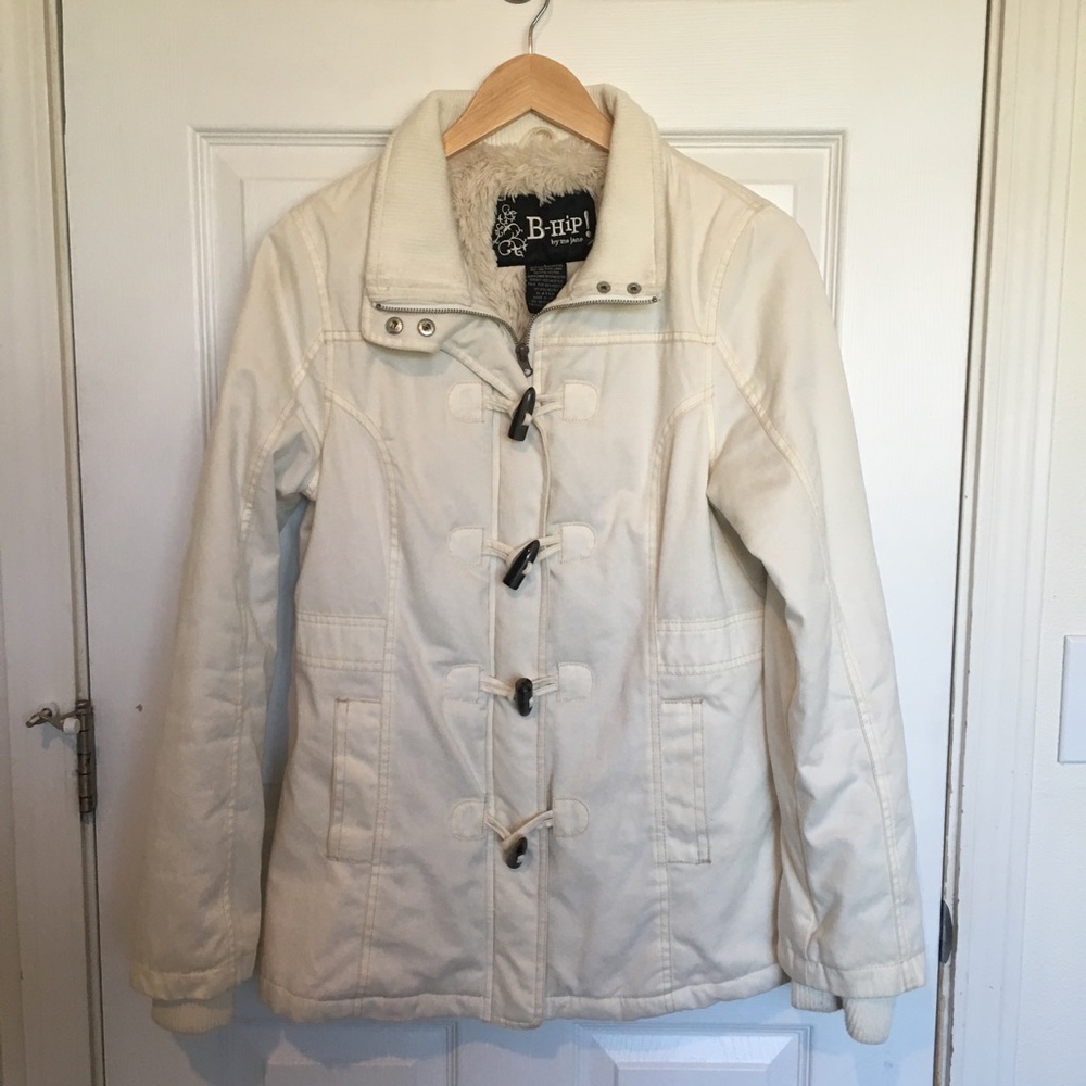 Cream Faux Fur Lined Jacket Large